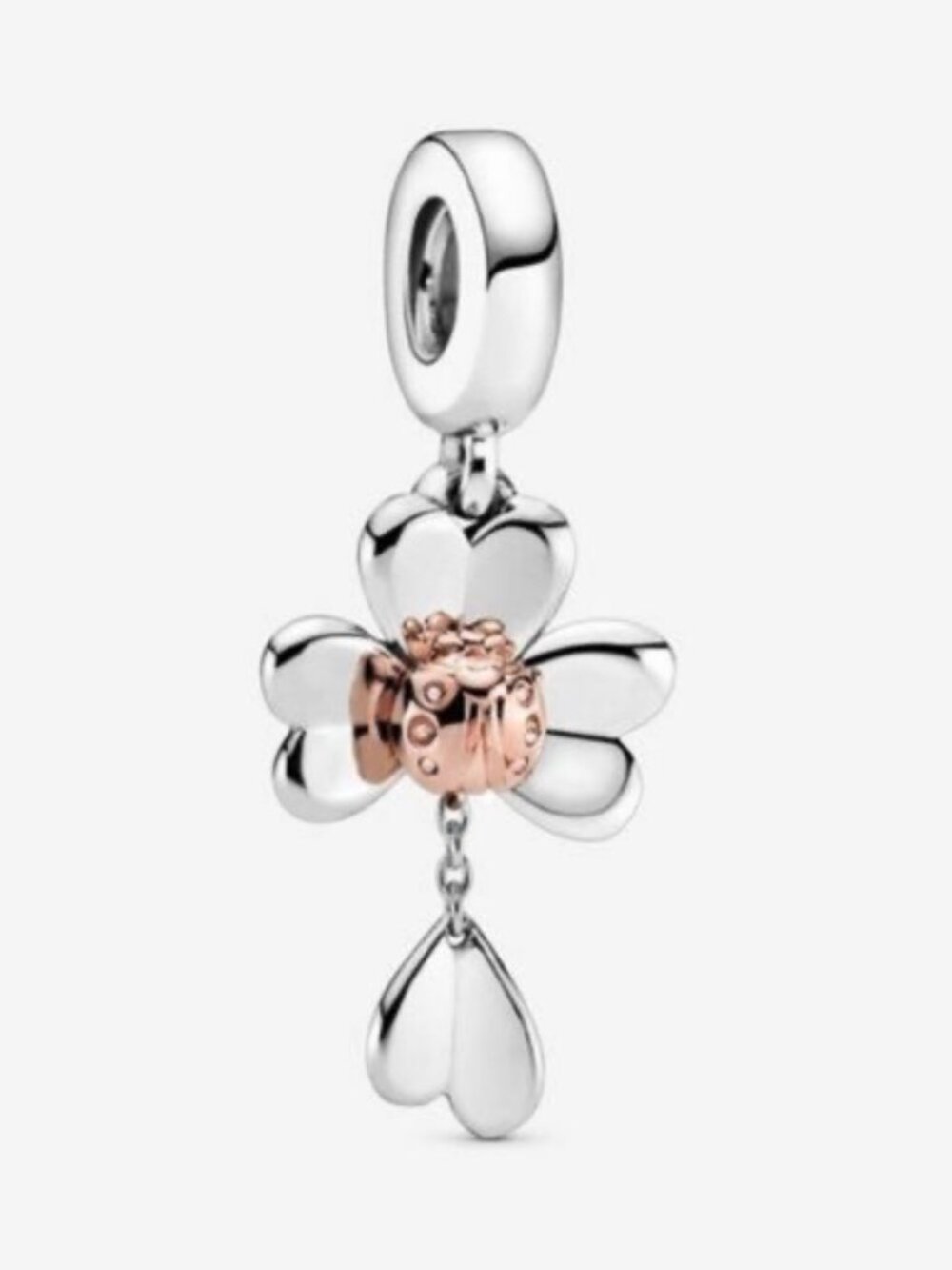 Pandora Rose Gold & Silver Four-Leaf Clover Dangle Charm